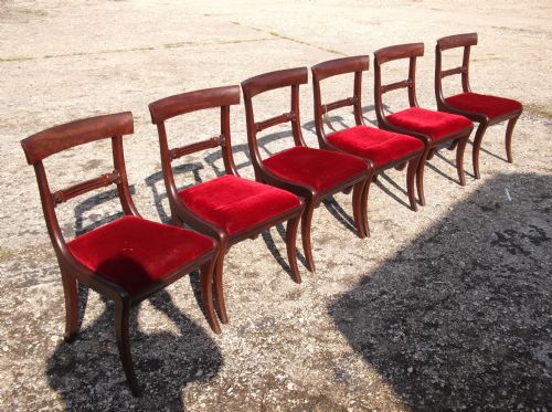 Set of 6 19th Century Mahogany Sabre Leg Dining Chairs