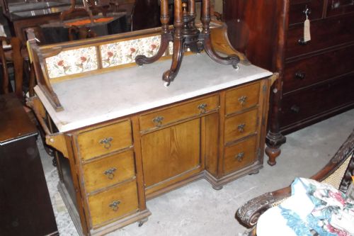 Victorian Ash Marble Top Washstand