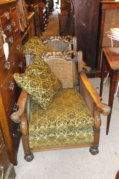 Pair of Oak Bergere Armchairs
