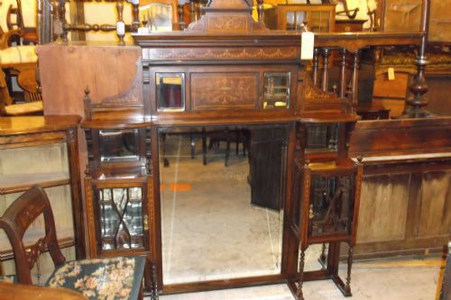 Good Quality Late Victorian Inlaid Rosewood Mirror