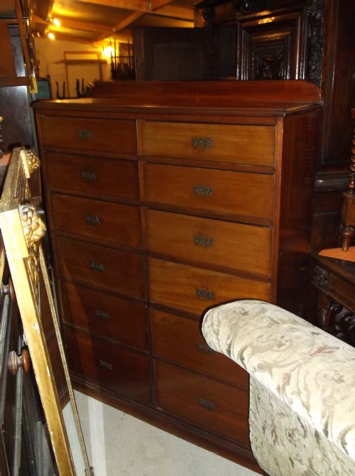 Late Victorian Office Chest of 12 Drawers