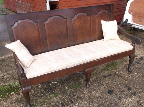 Late Georgian Panelled Oak Settle