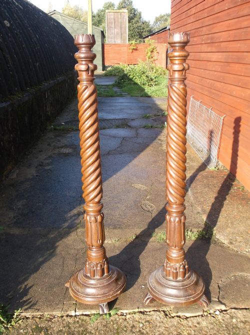 Pair of Early Victorian Converted Bed Post Lamp Standards