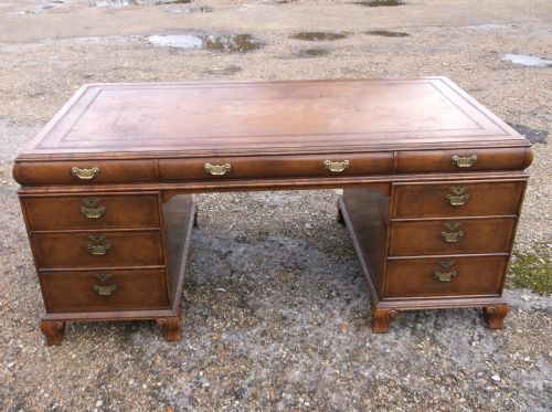 Walnut Kneehole Pedestal Partners Desk
