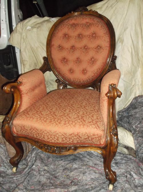 Good Victorian Carved Walnut Armchair