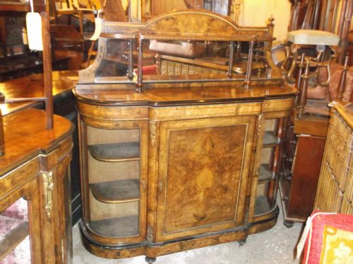 Victorian Inlaid Walnut Side Cabinet/credenza