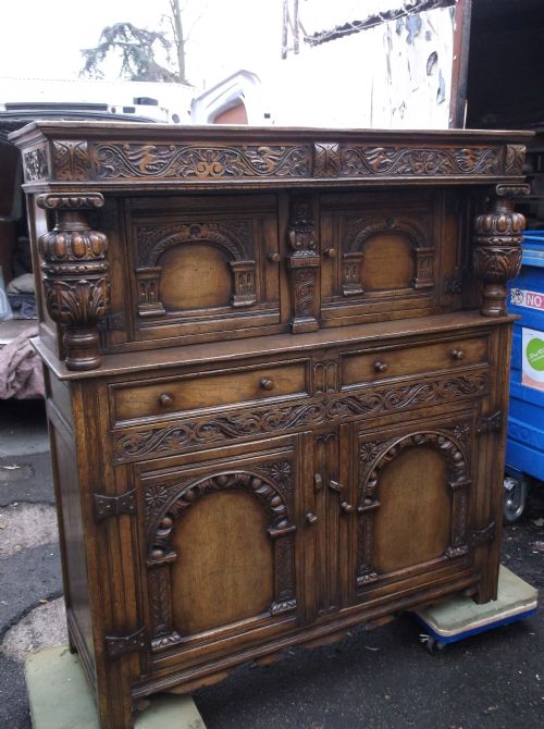 Good Carved "Ipswich Oak" Court Cupboard