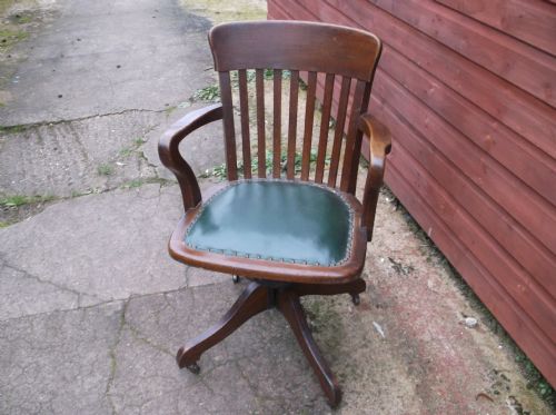 Oak Revolving and Tilting Desk Armchair