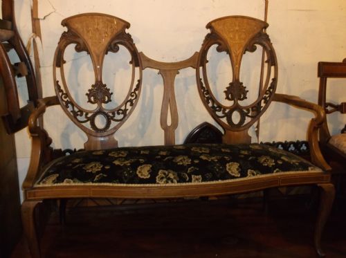 Edwardian Inlaid Mahogany Chair Back Settee