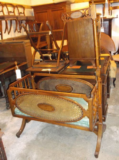 Edwardian Walnut Rocking Crib/cradle.