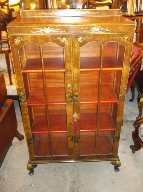1920s/30s Walnut and Lacquered 2 Door Display Cabinet