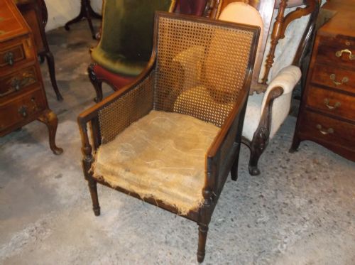 Edwardian Cane Bergere Armchair.