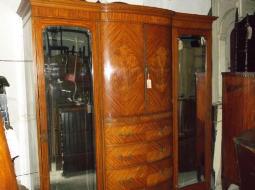 Edwardian Inlaid Satinwood Wardrobe