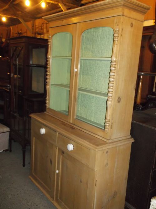 Victorian Pine 2 Part Kitchen Dresser Cabinet.