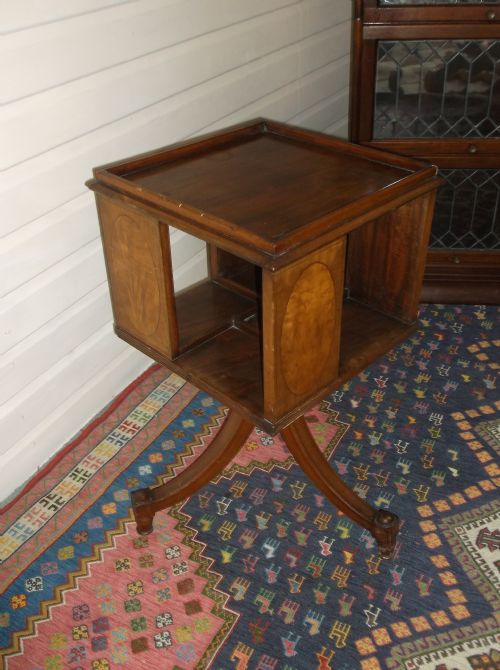 Early 20th Century Inlaid Mahogany Revolving Book Table