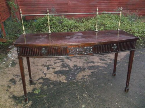 Edwardian Mahogany Serving Table with Brass Rail