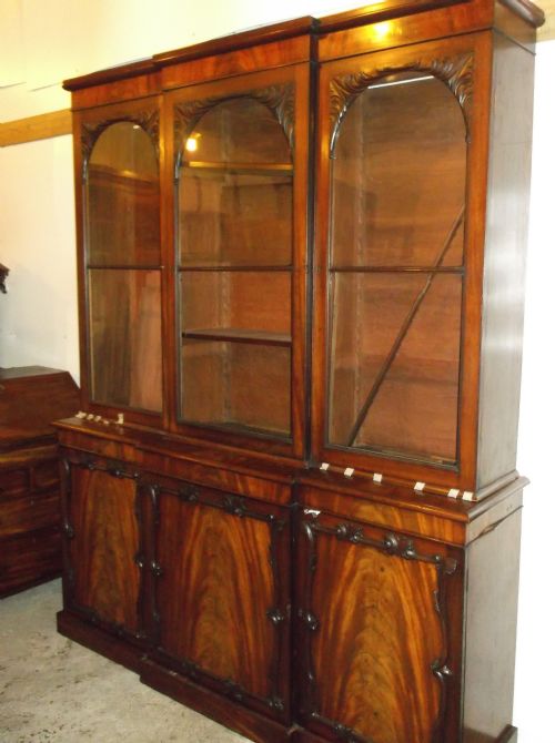 19th Century Mahogany Breakfront Bookcase