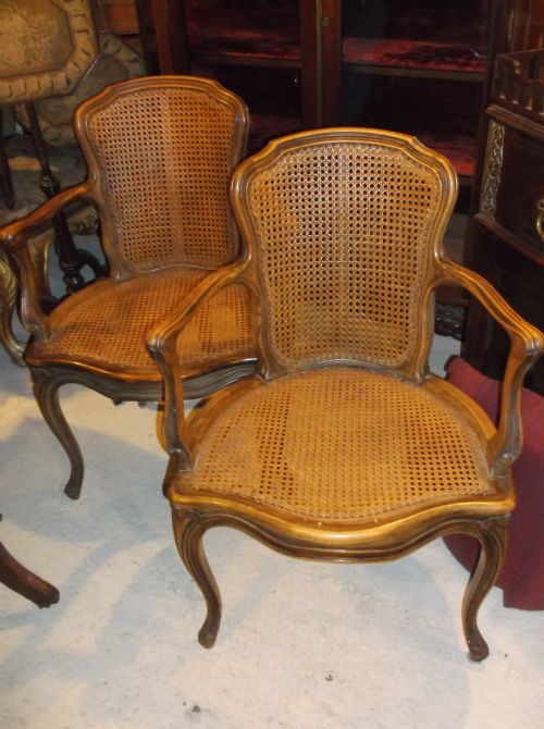Pair of Caned Seat and Back Armchairs