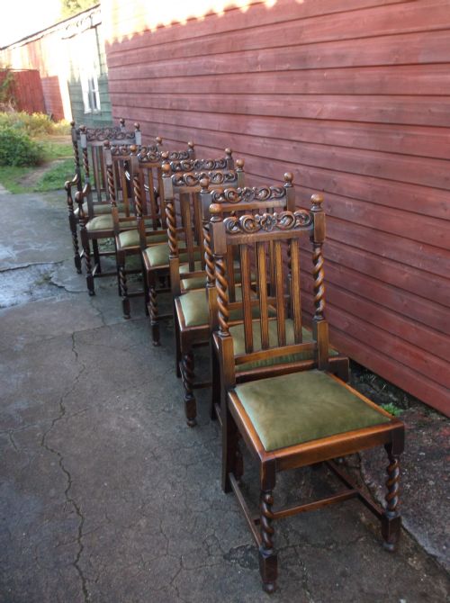 Good Set of 8 Oak 1920s Dining Chairs
