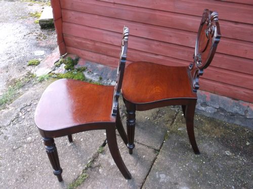 Pair of 19th Century Mahogany Hall Chairs