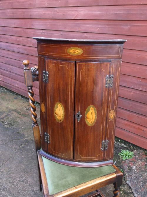Dinky Inlaid Mahogany Corner Cupboard
