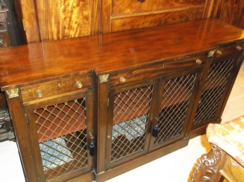 Mahogany 4 Door Breakfront Side Cabinet