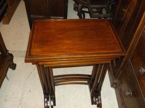 Nest of 4 Inlaid Mahogany Tables