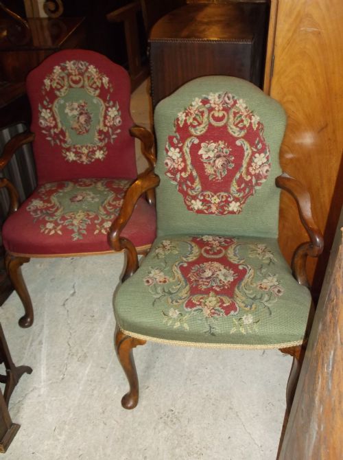 Pair of Queen-anne Style Desk/hall Armchairs