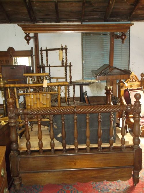 Mid-19th Century Mahogany Half-tester Double Bed