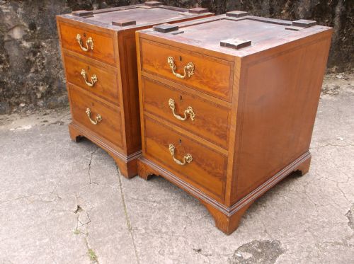 Pair of Edwardian Inlaid Satinwood Chest Pedestals