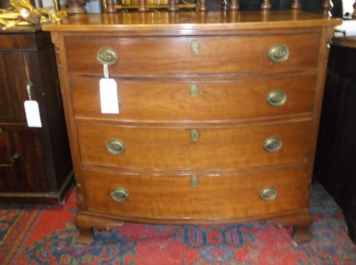 Mahogany Inlaid 4 Drawer Bow Front Chest