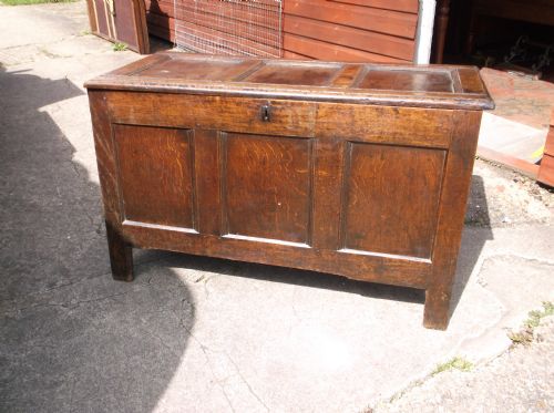 Early 18th Century Panelled Oak Coffer