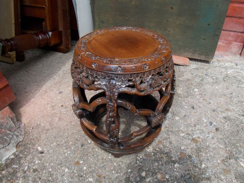 Carved Chinese Barrel Stand