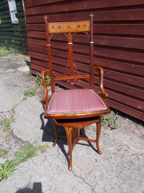 Inlaid Mahogany Revolving Music Chair