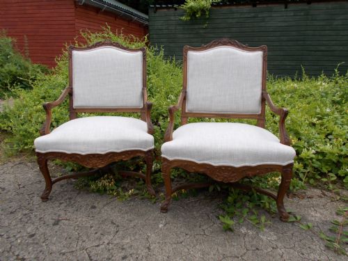 Good Pair of Walnut Fauteuil