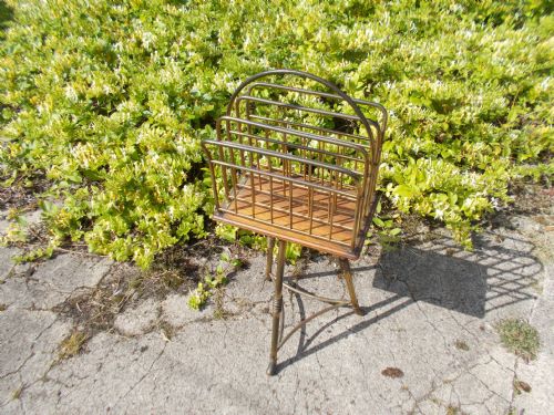 Oak and Brass Frame Revolving Newspaper Stand