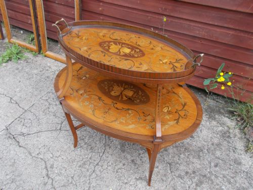 Edwardian Inlaid 2 Tier Etagere.