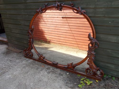 Victorian Walnut Frame Overmantel Mirror