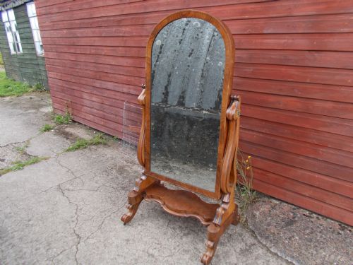 Mid 19th Century Mahogany Cheval Dressing Mirror.