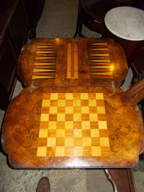 Victorian Walnut Combined Games and Work Table
