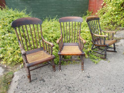 Pair of Bobbin Frame Armchairs