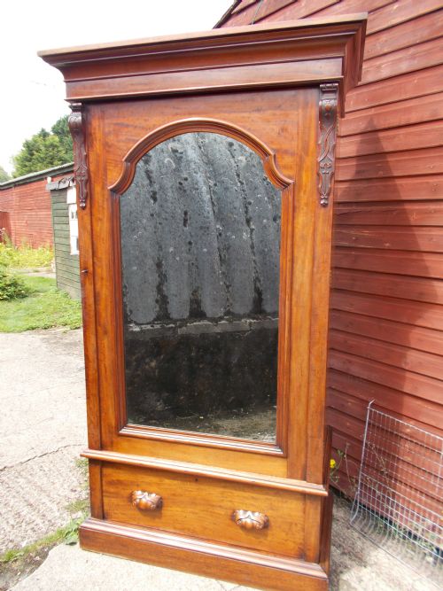 Victorian Mahogany Mirror Door Hall Wardrobe