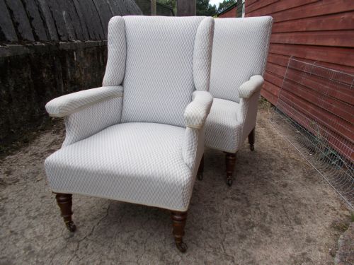Pair of Late Victorian Upholstered Armchairs