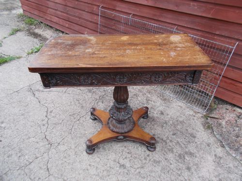 Anglo Indian Carved Rosewood Fold Over Tea/card Table