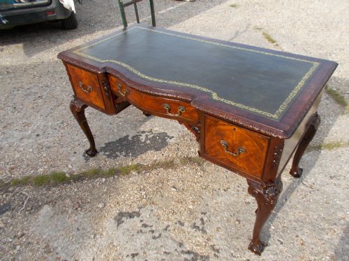 Carved Mahogany Kneehole Writing Table