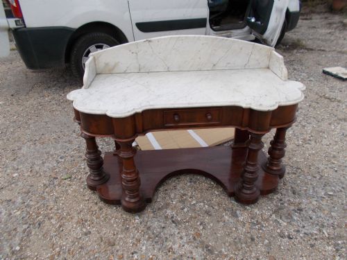 Large Mahogany "Duchess" Marble Top Table/washstand