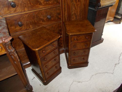 Pair of Good Victorian Walnut 4 Drawer Chest