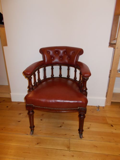 Victorian Leather Upholstered Desk Armchair