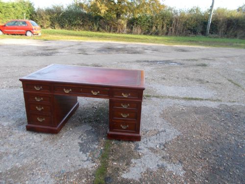 Large Mahogany Kneehole Pedestal Desk
