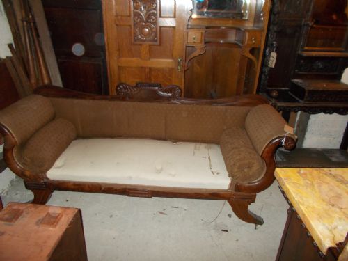 19th Century Mahogany Scroll End Settee